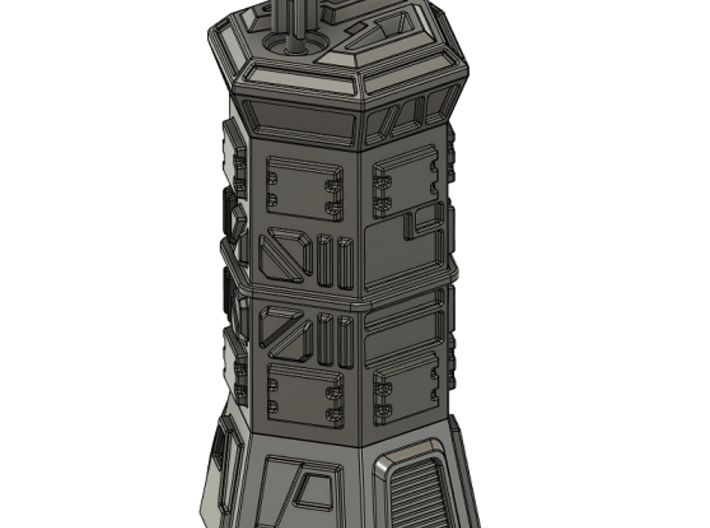 Large Armoured Hex Comm's Tower (6mm Scale) 3d printed 