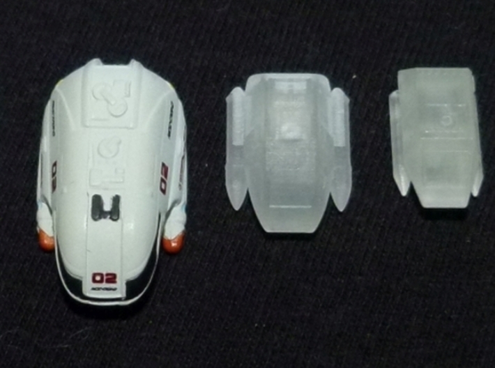 Shuttlepod (late 24th century) 1/350 AW x2 3d printed Middle: Smooth Fine Detail Plastic, left: Attack Wing Type 7 (1/330), right: Type 15 Shuttle (1/250)