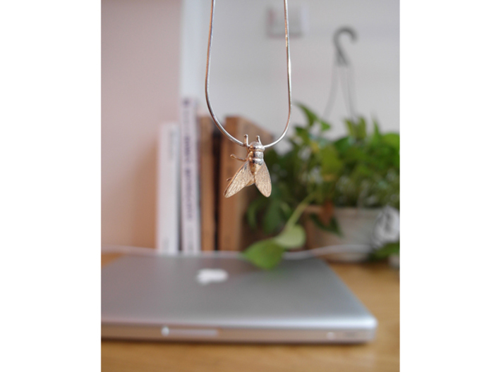 Fly Necklace 3d printed Polished Silver