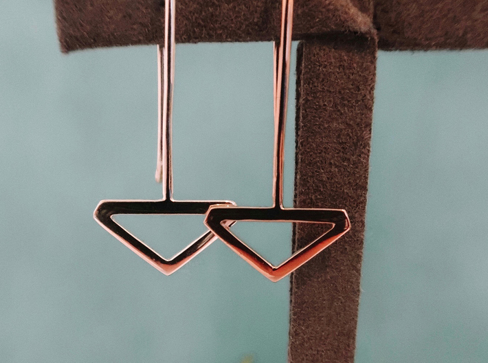 Triangle Earring Set 3d printed Left : Polished Silver, Right: Rose-Gold