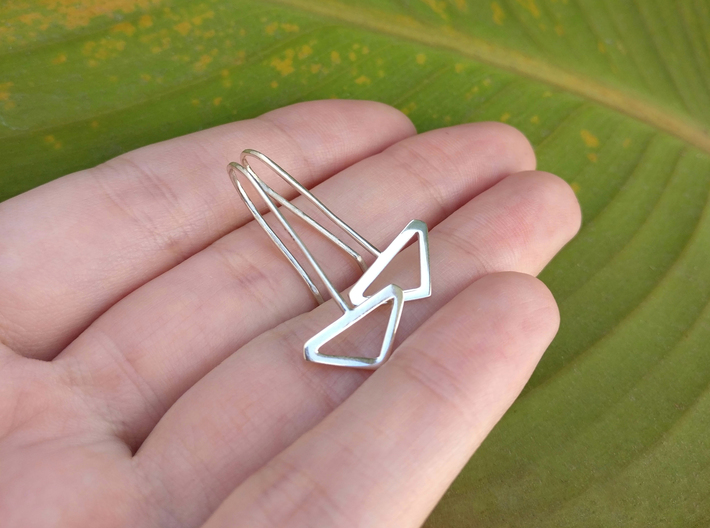 Triangle Earring Set 3d printed Polished Silver