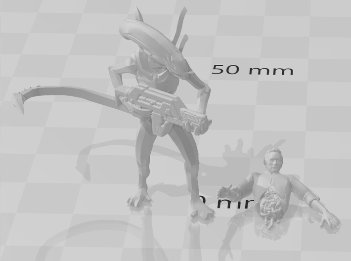 Aliens Bishop cut in half miniature for games rpg 3d printed 