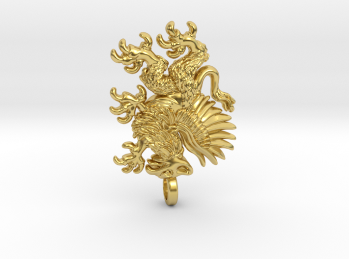Men's Griffin Gryphon Pendant Jewelry 3d printed Double sided Griffin pendant