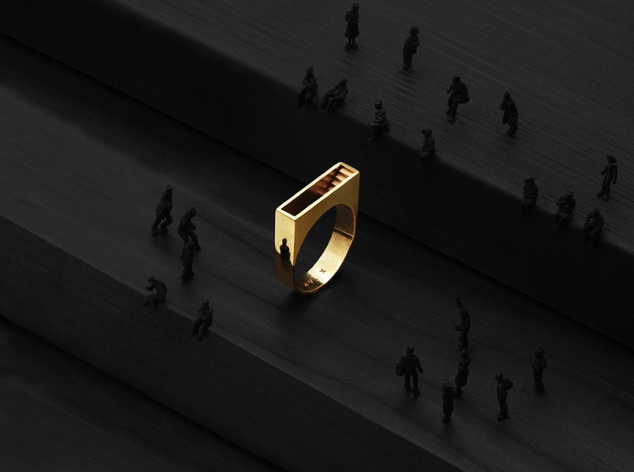 Stair Ring (Gold) 3d printed