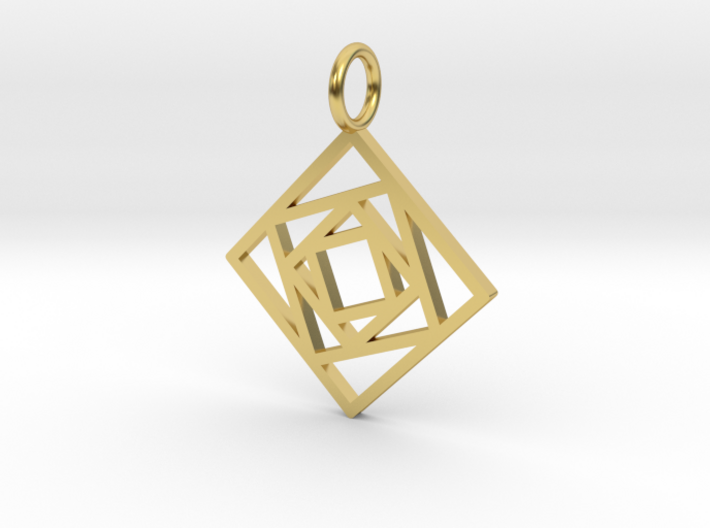 GG3D-025 3d printed Geometric origami rose flower pendant