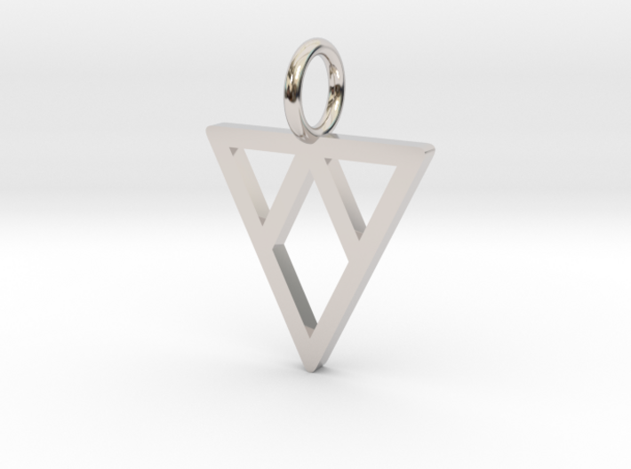 GG3D-034 3d printed Geometric origami inverted triangle pendant