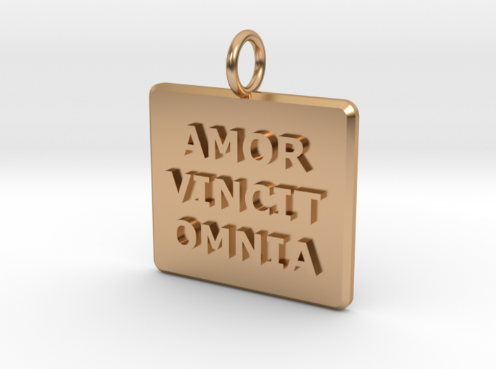 GG3D-049 3d printed Latin wording Amor Vincit Omnia (Love Conquers All) pendant