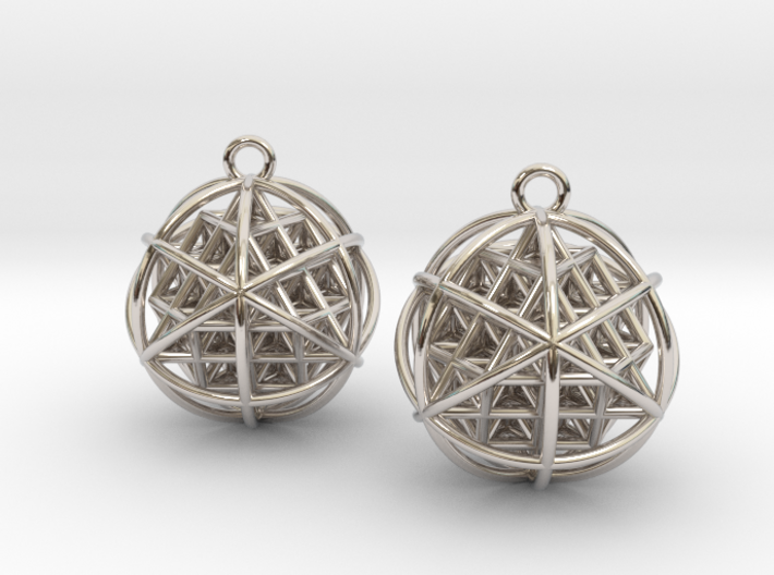 64 Tetrahedron Grid Earrings 3d printed