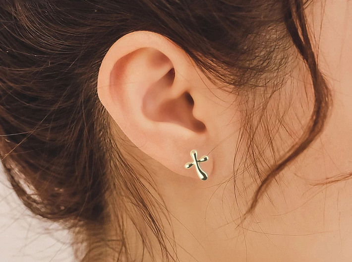 Raindrop Cross Earrings - Christian Jewelry 3d printed 