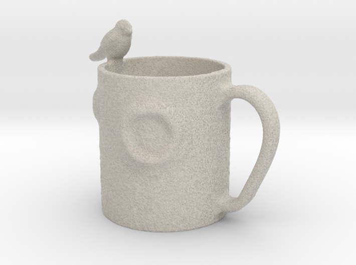 Sparrow on the Cup Planter 3d printed