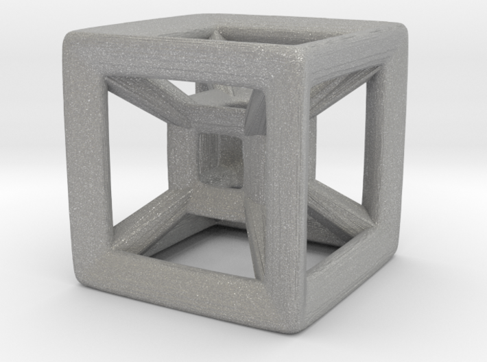 Wireframe Tesseract Hypercube (Die-sized) 15mm 3d printed