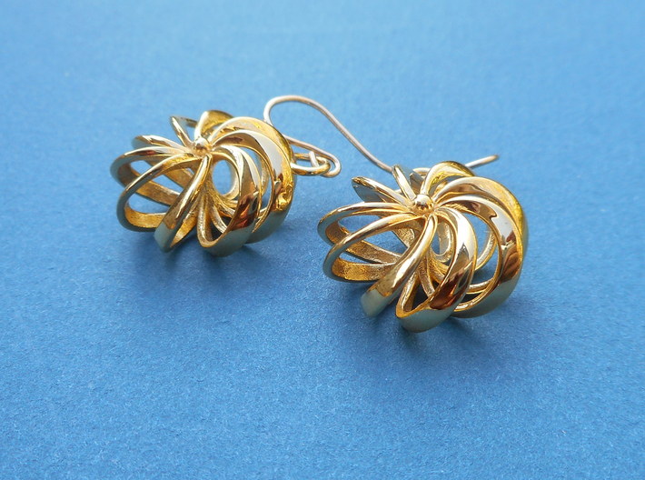 Rosette - Earrings in cast metals or steel 3d printed 