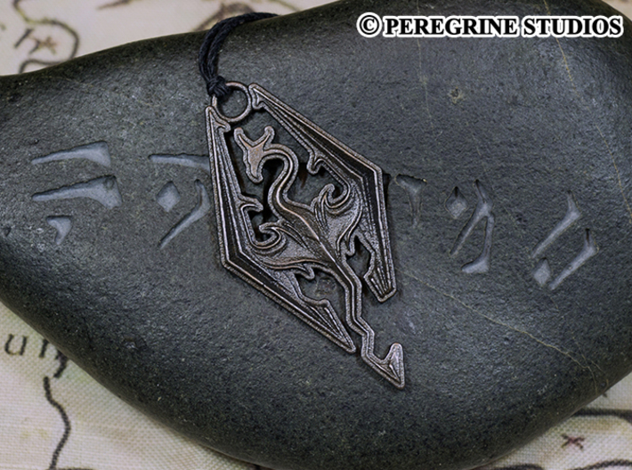 Pendant - Imperial Dragon 3d printed Polished Grey Steel