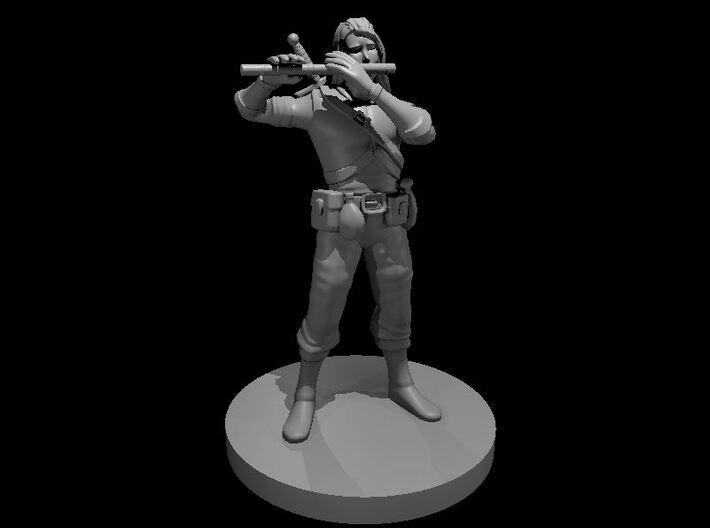 Elven Male Bard with Flute 3d printed