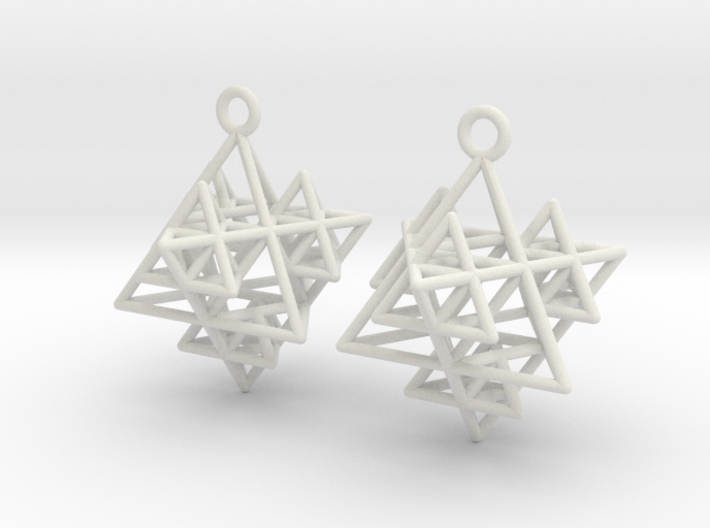 Koch Tetrahedron Earrings 3d printed