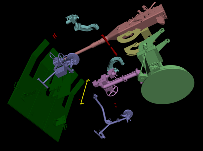 1/5 DKM 3.7cm Flak M42 Single Mount (Sitting L) 3d printed 