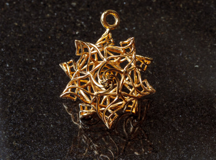 Stellated Dodecahedron Bauble 3d printed 18k Gold Plated Brass
