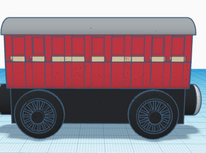 Wooden Railway Scale - Red Narrow Gauge Coach 3d printed 