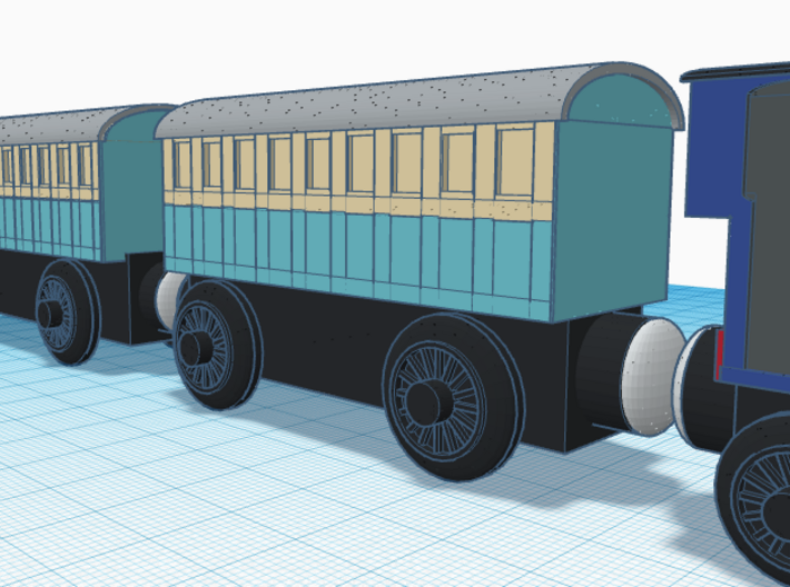 Wooden Railway Scale - Blue Narrow Gauge Coach 3d printed 