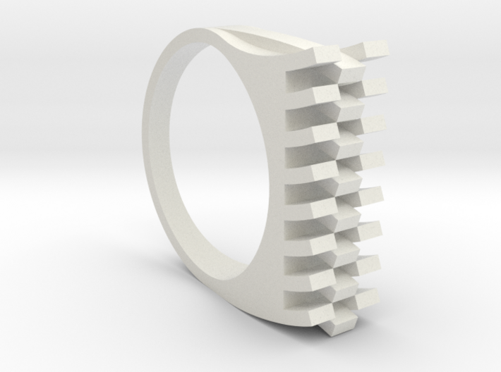 Tri-Fold Edge Ring - US Ring Size 07 3d printed White Strong &amp; Flexible Plastic Rendering