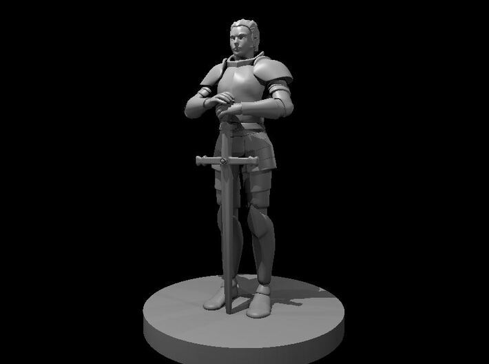 Female Human Knight leaning on sword 3d printed