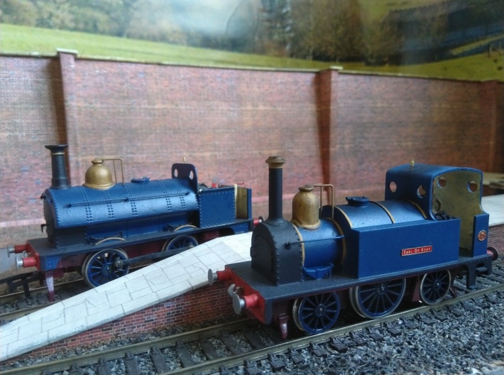 Neilson 2-2-2T tank engine 3d printed Neilson 2-2-2t shown on the right