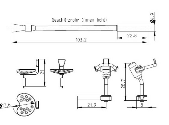 Bofors 40mm L/70 MEL Beschlagteile 1:25 3d printed 