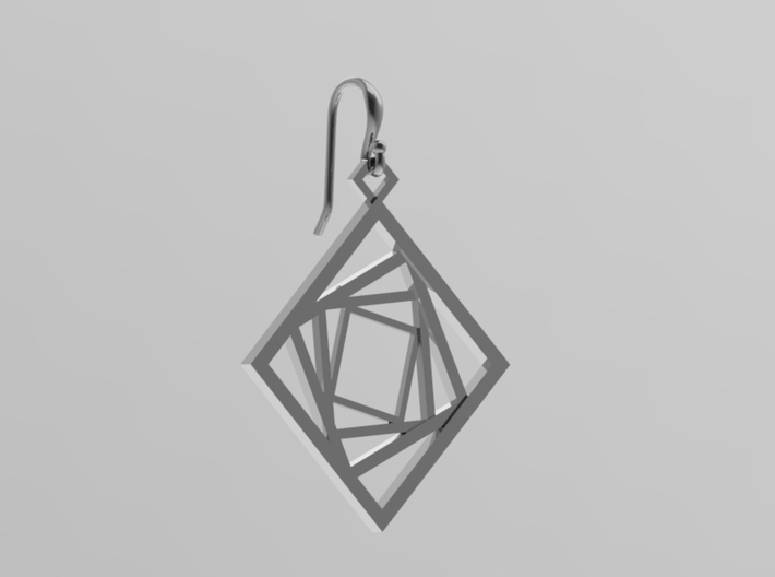 Square spiral earring 3d printed 