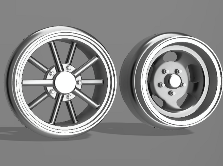 1/64 scale Gasser Wheels - 4 Sets 3d printed