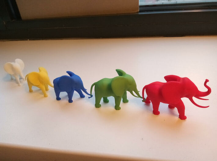 Elephant A 3d printed All elephants in my shop (A,B,C,D) combined into one family