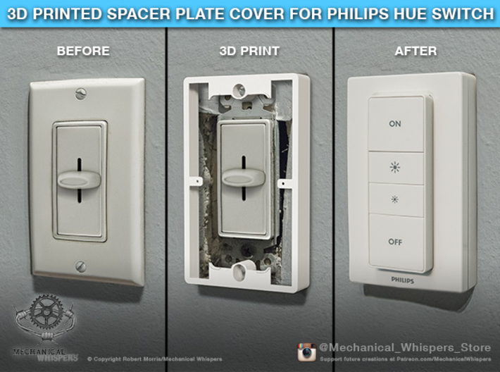 Philips Hue Dimmer Switch Spacer Plate (US Decora) 3d printed 
