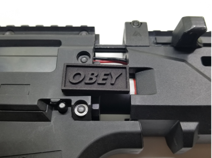 "OBEY" Gun Charms - Scorpion Evo 3 A1 ASG 3d printed 