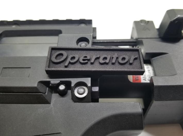 "Operator" Gun Charms - Scorpion Evo 3 A1 ASG 3d printed ASG Scorpion Evo 3 A1 - Sling Charm OPERATOR