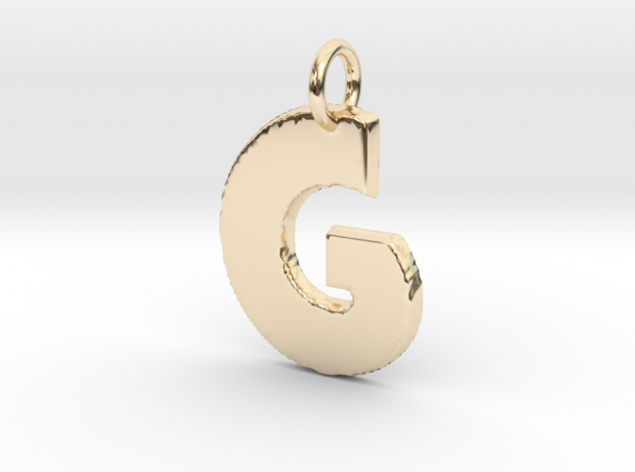 Small Gold Pendant Letter Initial G Disco 3d printed