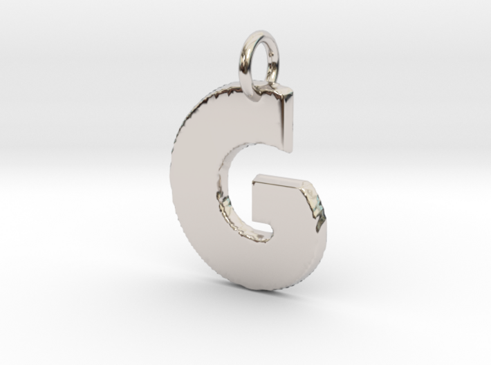 Small Gold Pendant Letter Initial G Disco 3d printed