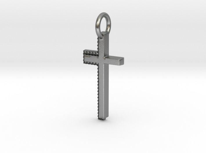 Gold Cross Pendant Geek Video Game Jewelry Pixl By 3d printed