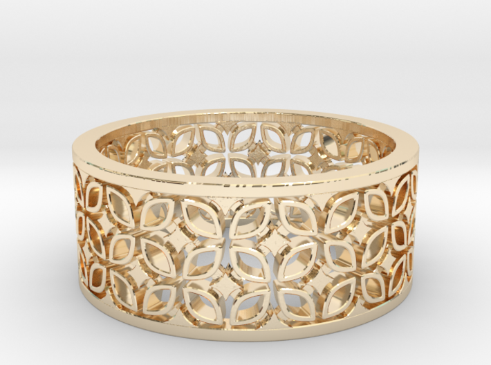 Kawung Filigree Gold Ring 3d printed 