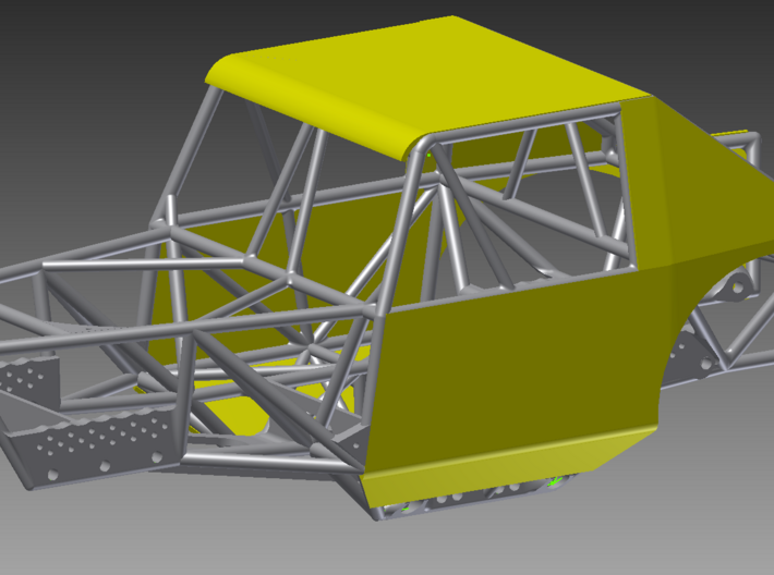SCX24 Miller Motorsports chassis with panels 3d printed