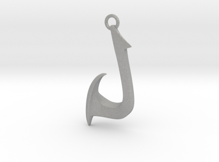 Cosplay Charm - Fish Hook (curved with hoop) 3d printed