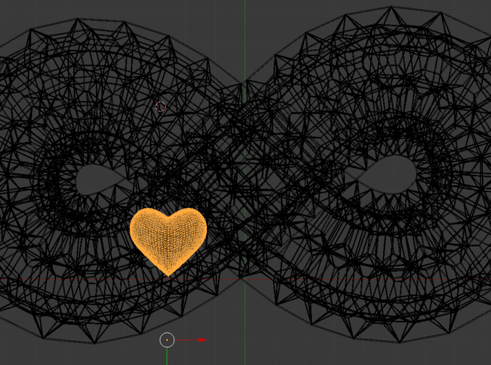 Infinite Loop and Hidden Heart Pendant/Bracelet 3d printed Screen shot from modeling showcasing the hidden heart free to move inside.