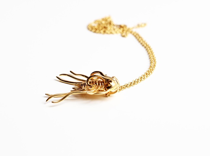 Dicranurus Trilobite Pendant - Paleontology  3d printed Dicranurus Trilobite in 14K gold plated brass