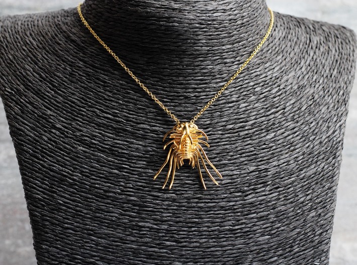 Dicranurus Trilobite Pendant - Paleontology  3d printed Dicranurus Trilobite in 14K gold plated brass