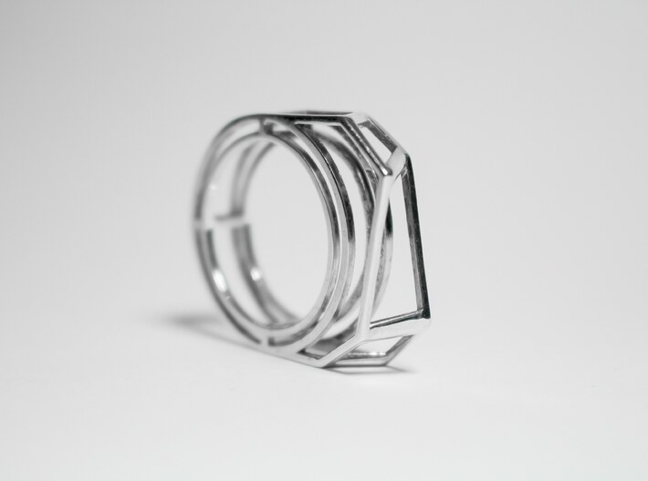 Silver Ring: 925 silver – statement, geometric 3d printed