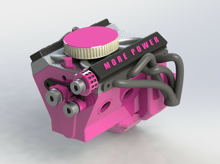 TF2 VFD Scale V8 Engine - Passenger Side Header 3d printed 