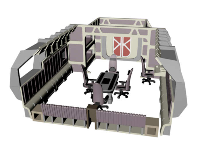 1/72 DS9 Runabout Rear Lounge Interior 3d printed Center table and chairs sold seperately.