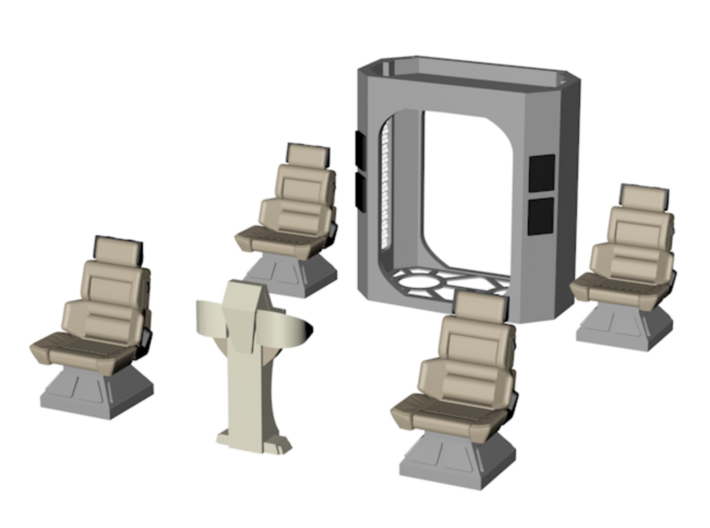 1/72 DS9 Runabout Cockpit Seats and Transporter 3d printed