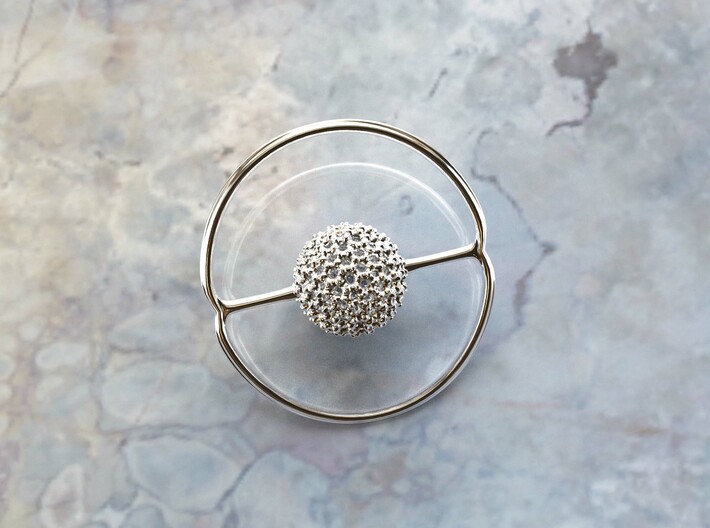 Saturnalis Radiolaria Pendant - Science Jewelry 3d printed Saturnalis pendant in sterling silver