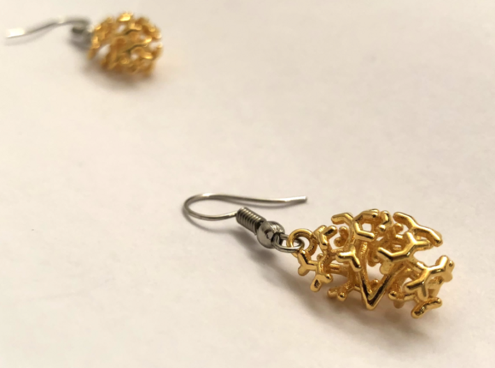 Embryonic kidney drop earring - vertical version 3d printed 