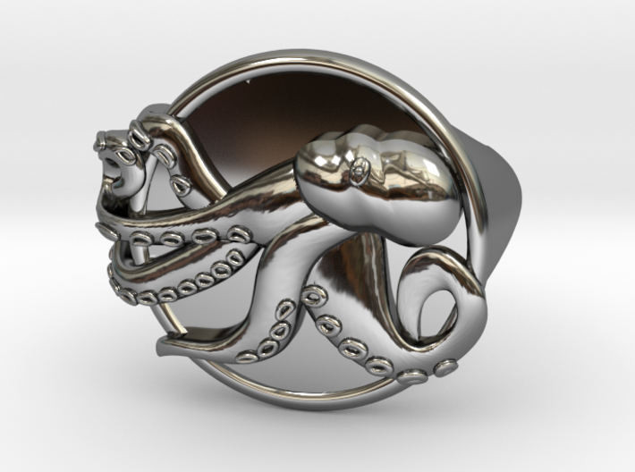 Playful Octopus Signet Ring Size 6.0 3d printed