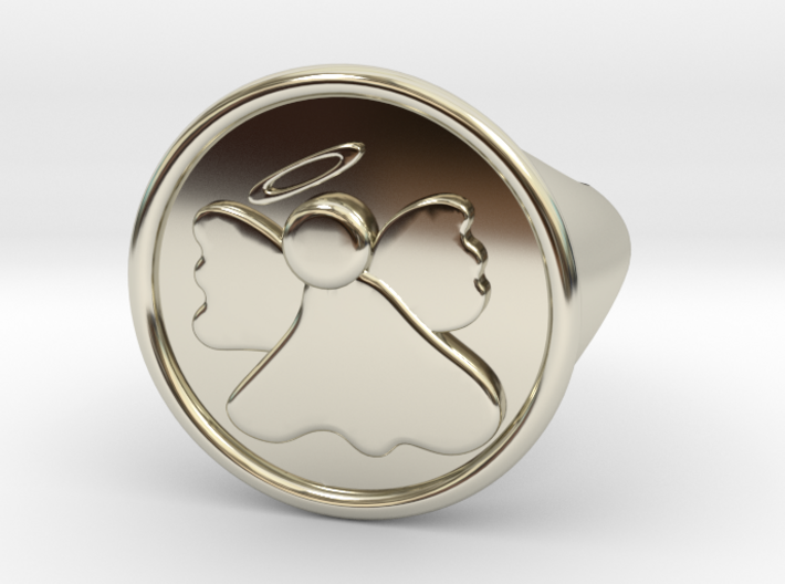 Dainty Angel Signet Ring Size 6.5 3d printed